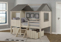 Donco Kids - Full House Sand/Rustic Grey Low Loft, 2188-FLRSRG ( Dual Loft Drawers Available )