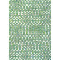 Foundry Select Avag Moroccan Geometric Textured Weave Indoor/Outdoor Green