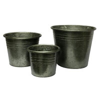 Gracie Oaks Florie Conical Nested 3-Piece Metal Pot Planter Set
