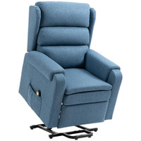 LIFT CHAIR FOR ELDERLY, POWER CHAIR RECLINER WITH FOOTREST, REMOTE CONTROL, SIDE POCKETS FOR LIVING ROOM, BLUE