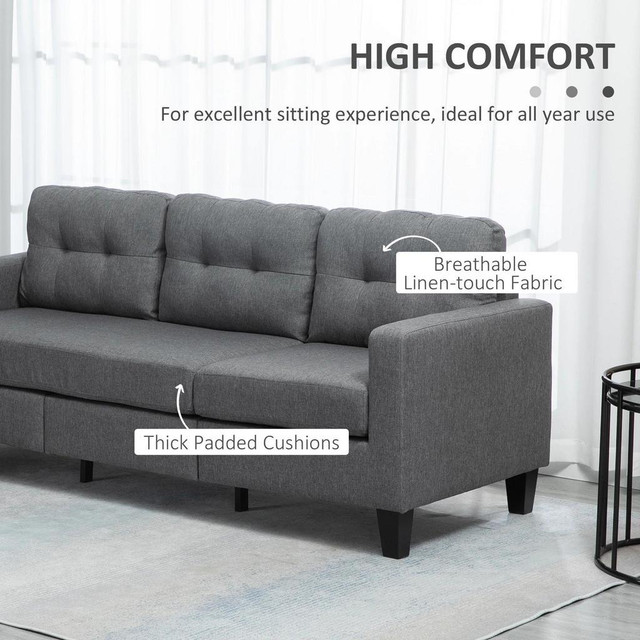 L-SHAPED SOFA, CHAISE LOUNGE, FURNITURE, 3 SEATER COUCH WITH SWITCHABLE OTTOMAN, CORNER SOFA WITH THICK PADDED CUSHION F in Couches & Futons - Image 3