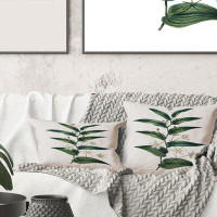 East Urban Home Square,Vintage Plant With Little White Flowers - Farmhouse Printed Throw Pillow