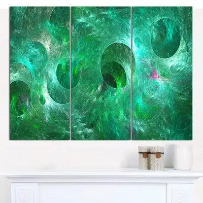 Design Art 'Green Fractal Glass Texture' Graphic Art Print Multi-Piece Image on Canvas