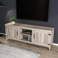Winston Porter TV Stand Storage Media Console Entertainment Center,Tradition Black,With Doors
