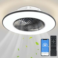 HELYIVLE LED Smart Flush Mount Ceiling Fan with Light Kit Included