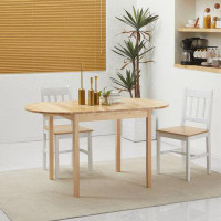 Winston Porter 55" Solid Wood Kitchen Table, Drop Leaf Tables For Small Spaces, Folding Dining Table, Natural