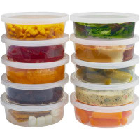 Prep & Savour Cooked Food Container With Lid 8 Oz Leak Proof -40 Plastic Microwave Transparent Food Storage Containers/S