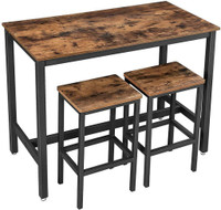 NEW RUSTIC BAR TABLE SET & 2 STOOLS ULBT15X