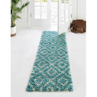 Union Rustic Contemporary Annegriet Runner Rug Green-Blue Colour