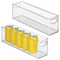 mDesign Prep & Savour Plastic Kitchen Food Storage Bin With Handles, 16" Long, 2 Pack - Clear