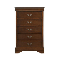 Alcott Hill Traditional Design White Finish 1Pc Chest Of 5 Drawers Antique Drop Handles Drawers Bedroom Furniture