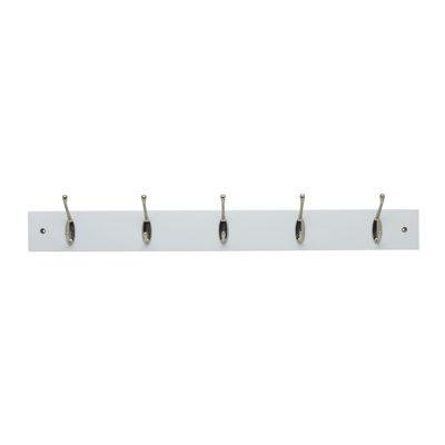 Melannco Melannco 27 X 4-In Wall Mounted Coat Rack With 5 Metal Hooks, White in Other