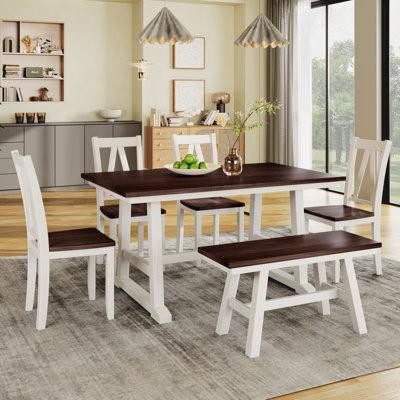 Gracie Oaks 6-Piece Wood Dining Table Set Kitchen Table Set in Dining Tables & Sets