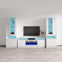 Wade Logan Azniv Entertainment Center for TVs up to 70" with Electric Fireplace Included