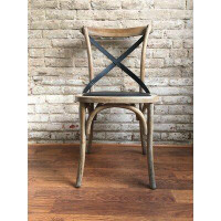 Union Rustic Lyndsay Antique Cross Back Upholstered Dining Chair
