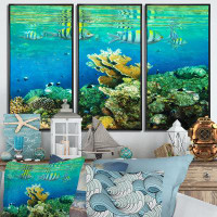 Highland Dunes Fantastic Red Sea Coral Fish - Sea & Shore Framed Canvas Wall Art Set Of 3