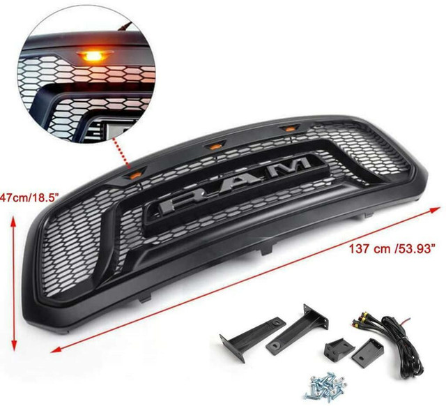 NEW RAM GRILL 2013-2018 REBEL STYLE MESH GRILL 3 AMBER GR005 in Other Parts & Accessories in Edmonton - Image 2