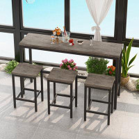 Ebern Designs Modern Design Kitchen Dining Table Set With 3 Stools