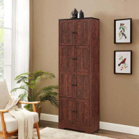 Millwood Pines Tall Storage Cabinet with 8 Doors and 4 Shelves Wall Storage Cabinet