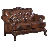 Bloomsbury Market Victoria Tufted Back Loveseat Tri-tone and Brown