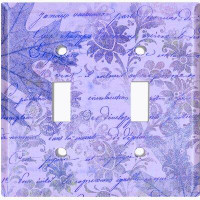 WorldAcc Metal Light Switch Plate Outlet Cover (Purple Leaf Letter Writing  - Double Toggle)