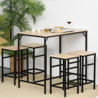 Dining table with stools Set 39.4" W x 23.6" D x 34.6" H Oak