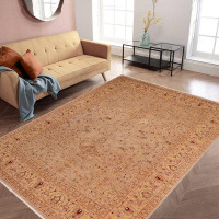 Isabelline Baccio Oriental Hand-Knotted Rectangle 7'10" x 9'9" Wool Area Rug in Brown