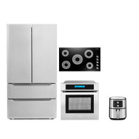 Cosmo 4 Pieces Kitchen Package with French Door Refrigerator & 36" Electric Cooktop & Wall Oven