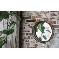 17 Stories Wray Industrial Distressed Wall Mirror with Rope