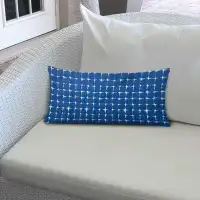 Dakota Fields 12" X 16" Blue And White Enveloped Gingham Lumbar Indoor Outdoor Pillow