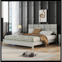 Latitude Run® Champagne Silver Platform Bed Solid Rubber Wood Frame And Legs
