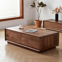 Loon Peak 55.12" Nut-brown Solid wood Rectangular Coffee Table