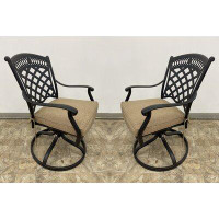 Darby Home Co Ellston Swivel Patio Dining Armchair with Cushion