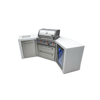 Mont Alpi Mont Alpi 4-Burner 45 Degree Deluxe Stainless Steel Outdoor Island BBQ Grill + Compact Refrigerator