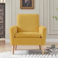 George Oliver Seilkocv 28.7" Wide Linen Blend Upholstered Accent Chair, Modern Living Room Side Chair Single Sofa With L
