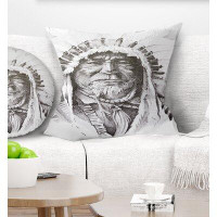 East Urban Home Portrait Native American Indian Pillow