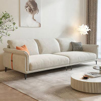 Orren Ellis 106.3" Orange Corduroy Modular Sofa