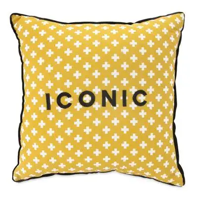 Novogratz Novogratz by Utica Iconic Yellow Square Decorative Pillow