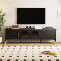 Mercer41 76.9'' Media Console with Glass Doors TV Stand