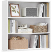 Ebern Designs Bookshelf, 31.5 Inches Wide, 3-Tier Open Bookcase With Adjustable Storage Shelves, Floor Standing Unit, Cl