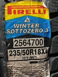 4 Brand New Pirelli Winter Sottozero 3  in 235/50/18 Winter Tires   *** WallToWallTires.com ***