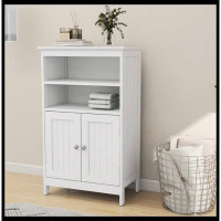Wildon Home® Einar Bathroom Floor Cabinet Freestanding 2 Doors And 2 Shelfs Wood Storage Organizer Cabinet For Bathroom