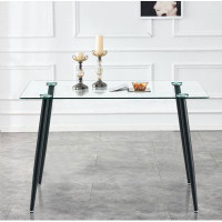Ebern Designs Modern rectangular glass dining table