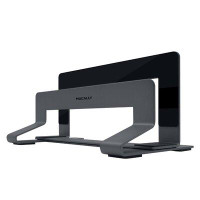 Macally Aluminum Vertical Laptop Stand For Desk Space | Adjustable Vertical Stand Cradle | Laptop Holder (Space Grey Col