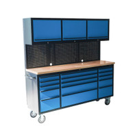 NEW 72 IN 18 DRAWER ROLLING TOOL CABINET BLUE HTC7218PCB