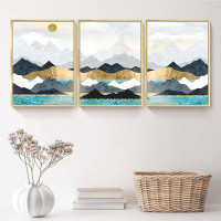 Loon Peak Framed Abstract Wall Art - 3 Piece Picture Aluminum Frame Print Set On Canvas, Wall Decor For Living Room Bedr