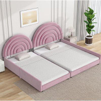Gemma Violet Twin+Full Upholstered Platform Bed Set with Semicircular Headboard