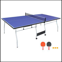 Latitude Run® 8ft Mid-Size Table Tennis Table Foldable & Portable Ping Pong Table Set for Indoor & Outdoor Games