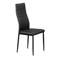 Latitude Run® Dining Chair Black Cushion Seat With Horizontal Stitching Details And Black Tapered Legs