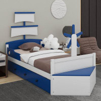 Harriet Bee Worthing Twin Platforms Bed with Shelves and Trundle by Harriet Bee
